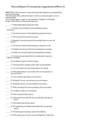 Personal Report of Communication Apprehension