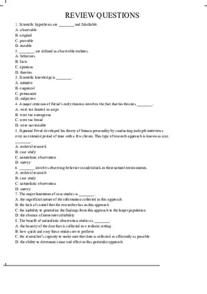 Psychology Review Questions