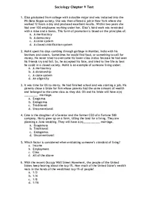 Sociology Chapter 9 Test