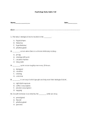 Introduction to Psychology Test Ch. 4-5-6