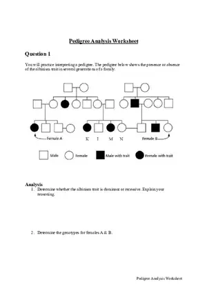 Pedigree Analysis Worksheet
