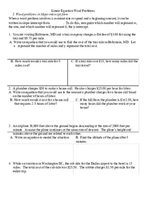 Linear Equation Word Problems