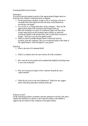 Continental Drift Activity Packet