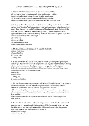 Surveys and Observations Questions