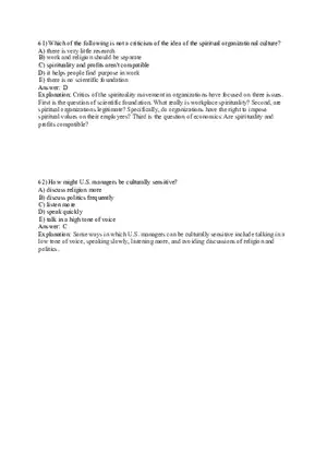 Organizational Behavior (Organizational Culture) Answer Key Part 4