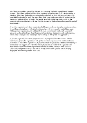 Organizational Behavior (Organizational Culture) Answer Key Part 6