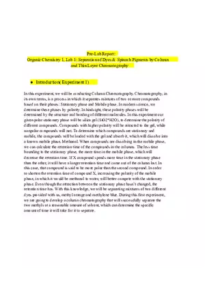 Pre-Lab Report: Chromatographic Separation of Dyes and Spinach Pigments