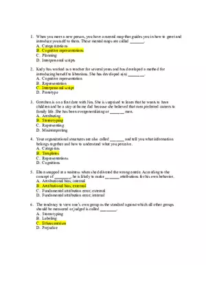 Cognitive Representations and Interpersonal Scripts Questions And Answers