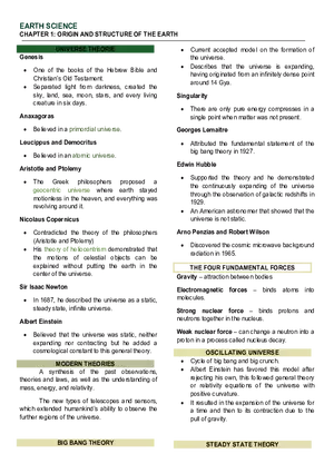 Origin & Structure of the Earth