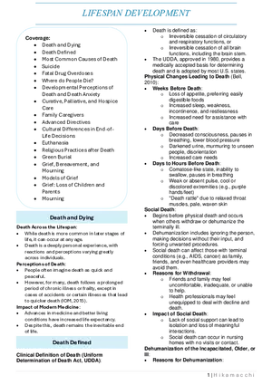 Chapter 10: Death and Dying