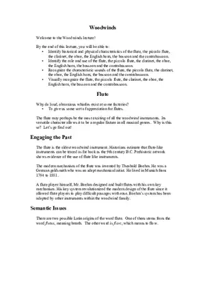 Woodwinds Study Notes