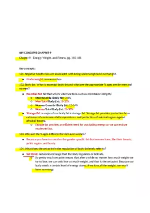 Key Concept Chapter 9 Energy, Weight, and Fitness