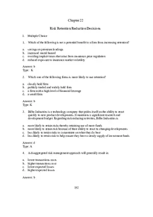 Chapter 22 Risk Retention-Reduction Decisions