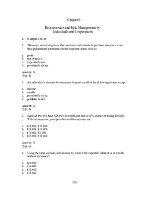 Chapter 9 Risk Aversion and Risk Management by Individuals and Corporations