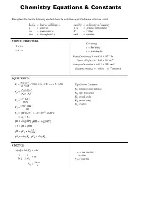 Chemistry Equations & Constants