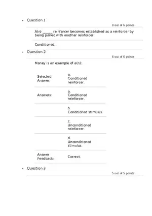 Which of the Following is the Best Example of a Conditioned Reinforcer