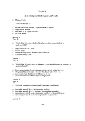 Chapter 20 Risk Management and Shareholder Wealth