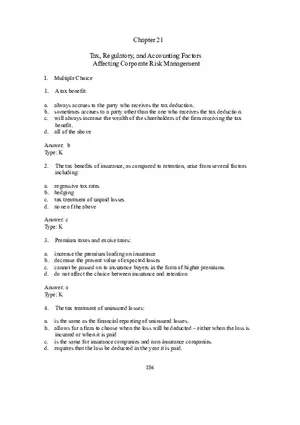 Chapter 21 Tax, Regulatory, and Accounting Factors Affecting Corporate Risk Management