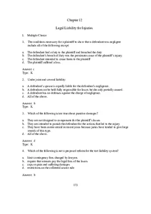 Chapter 12 Legal Liability for Injuries