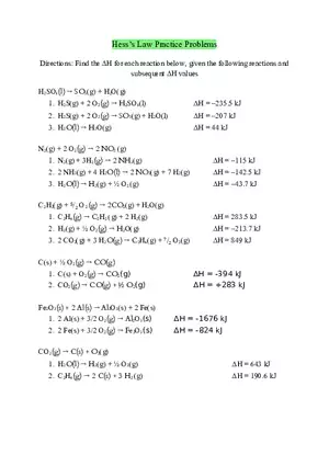 Hess’s Law Practice Problems
