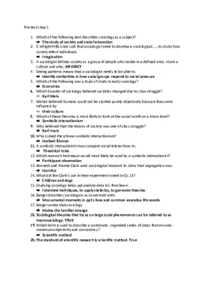 Sociology Pre Test Chapter 1
