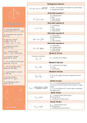 Physics Equation Sheet