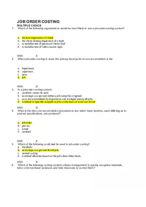 Job Order Costing