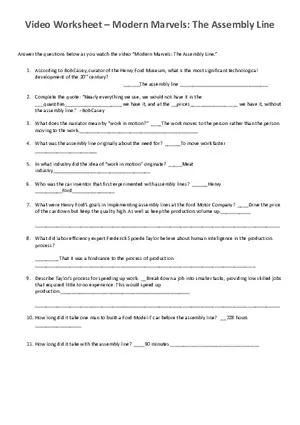 Worksheet The Assembly Line