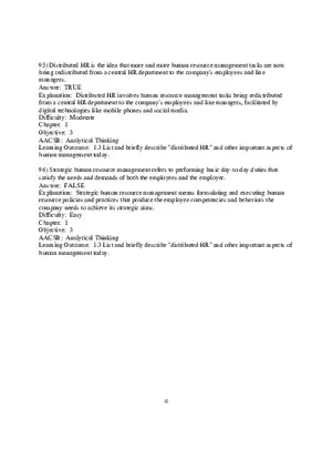 Chapter 1 Introduction to Human Resource Management True False 3