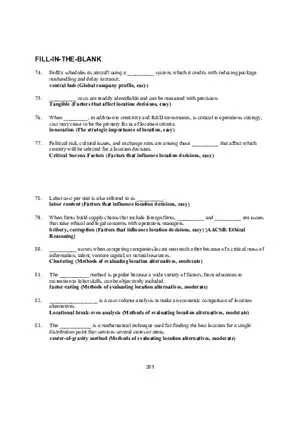 Chapter 8 Location Strategies Fill-In-The-Blank