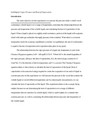Vapor Pressure and Heat of Vaporization
