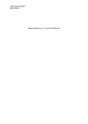 Integrated Rate Laws Crystal Violet Reaction
