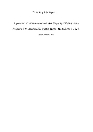 Thermochemistry Lab Report