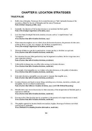 Chapter 8 Location Strategies True False
