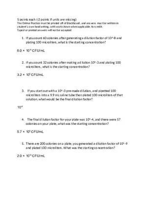 Serial Dilution Practice Problems