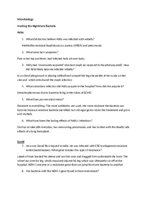 Hunting the Nightmare Bacteria Worksheet