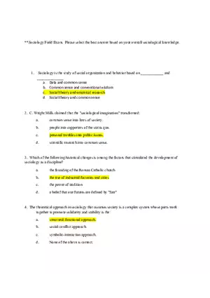 Sociology Field Exam