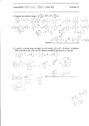 MAC 2233 Worksheet 10