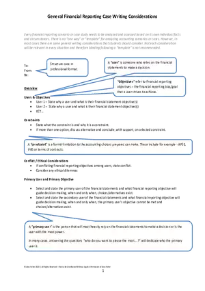 Financial Reporting Case Writing Considerations