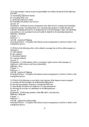Chapter 1 Introduction to Human Resource Management Multiple Choice 2