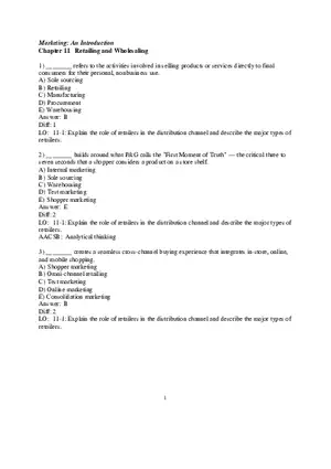 Chapter 11 Retailing and Wholesaling Answers Part 1