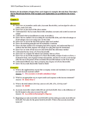 Accounting 2021 Final Exam Review (with Answers)