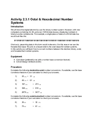 2.3.1 Octal & Hexadecimal Number Systems