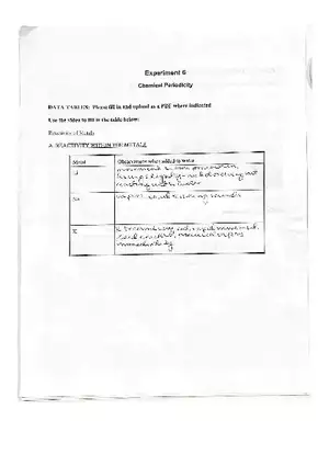 Experiment 6 Chemical Periodicity