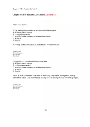 Chapter 03 How Securities Are Traded Answer Key Part 1