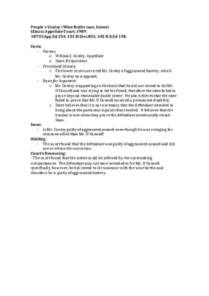 People v Conley (Wine Bottle Case, Intent)
