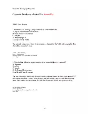 Chapter 06 - Developing a Project Plan Multiple Choice Part 1