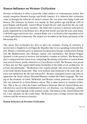 Roman Influence on Western Civilization