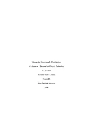 Assignment 1 Demand and Supply Estimation