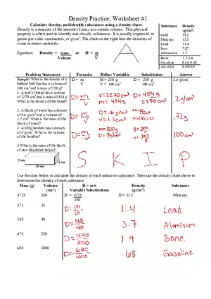 Density Practice Worksheet #1